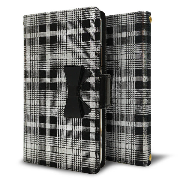 iPhone17e スマホケース 手帳型 リボン キラキラ チェック 耐衝撃