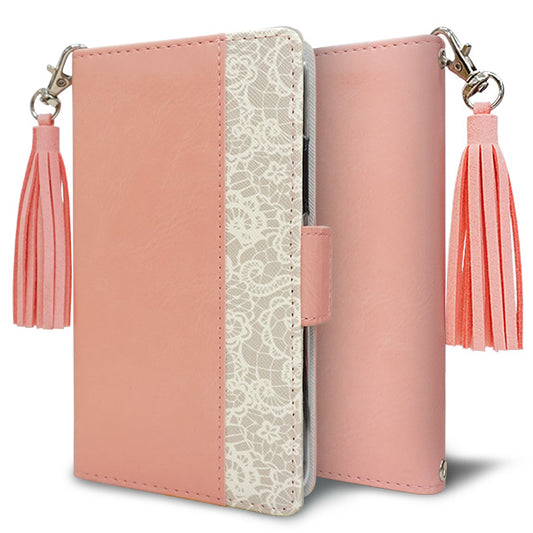 iPhone17 スマホケース 手帳型 バイカラー レース スタンド機能付 耐衝撃