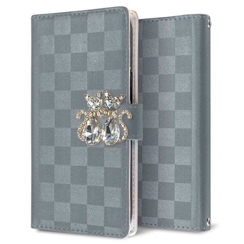 Xperia Ace III SOG08 au かくれ市松模様 手帳型ケース 耐衝撃