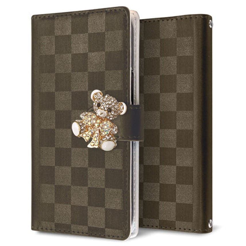 AQUOS sense3 plus SoftBank かくれ市松模様 手帳型ケース 耐衝撃