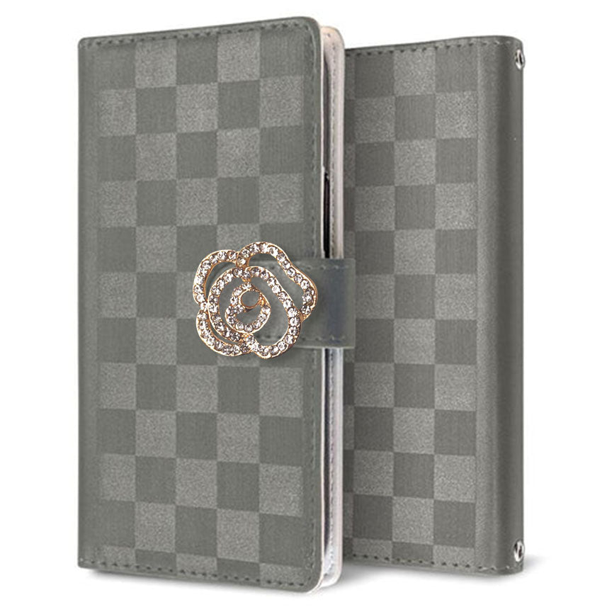 BASIO4 au かくれ市松模様 手帳型ケース 耐衝撃