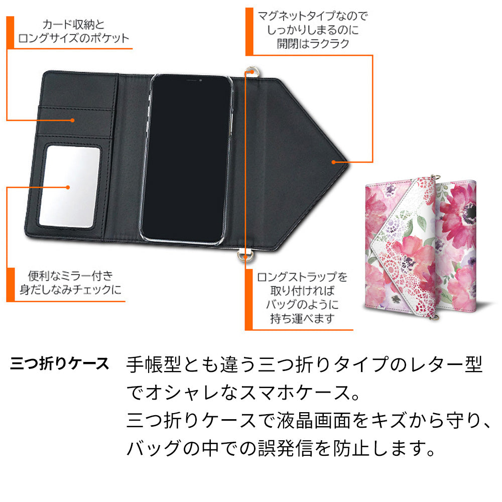 AQUOS zero 801SH SoftBank スマホケース 手帳型 三つ折りタイプ レター型 フラワー