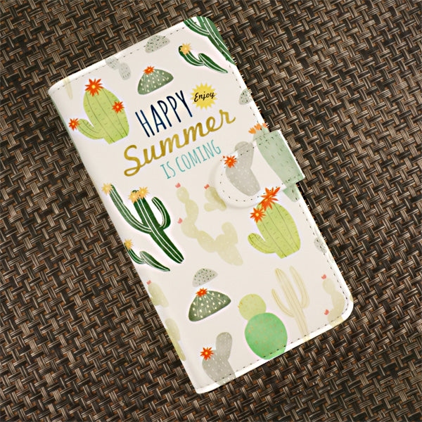 AQUOS wish3 SH-53D docomo ハッピーサマー プリント手帳型ケース 耐衝撃