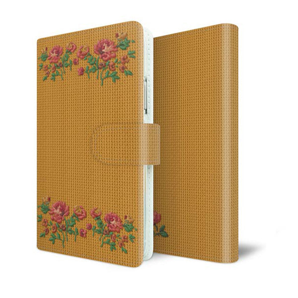 AQUOS sense2 SH-M08 スマホケース 手帳型 全機種対応 花刺繍風 UV印刷 耐衝撃