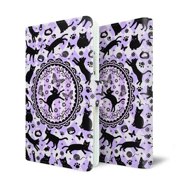 AQUOS EVER SH-02J docomo スマホケース 手帳型 ネコがいっぱいダイヤ柄 UV印刷 耐衝撃