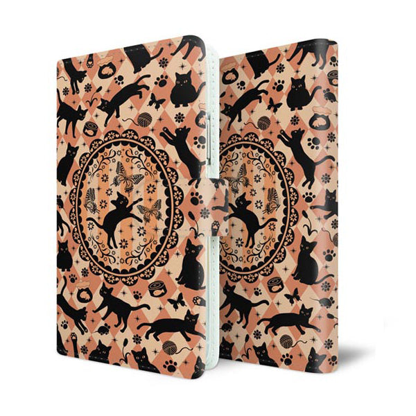 Xperia 10 VI A402SO SoftBank スマホケース 手帳型 ネコがいっぱいダイヤ柄 UV印刷 耐衝撃