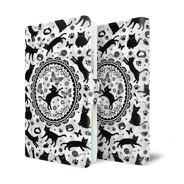 らくらくスマートフォン3 F-06F docomo スマホケース 手帳型 ネコがいっぱいダイヤ柄 UV印刷 耐衝撃