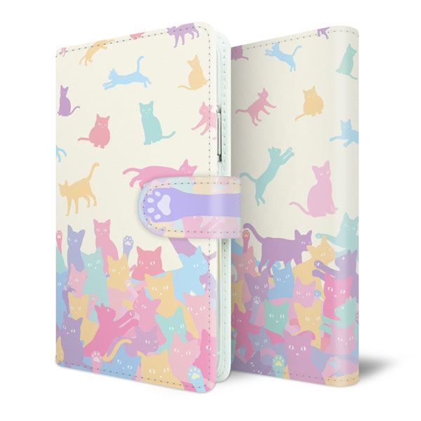 Disney Mobile DM-01J スマホケース 手帳型 ネコ積もり UV印刷 耐衝撃