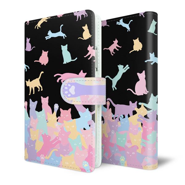 Xperia Z5 SO-01H docomo スマホケース 手帳型 ネコ積もり UV印刷 耐衝撃