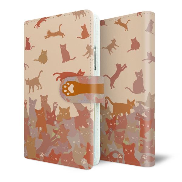 かんたんスマホ2 A001KC Y!mobile スマホケース 手帳型 ネコ積もり UV印刷 耐衝撃