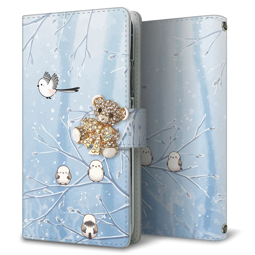 Galaxy S25 SCG31 au シマエナガとかわいい時間 プリント手帳型ケース 耐衝撃