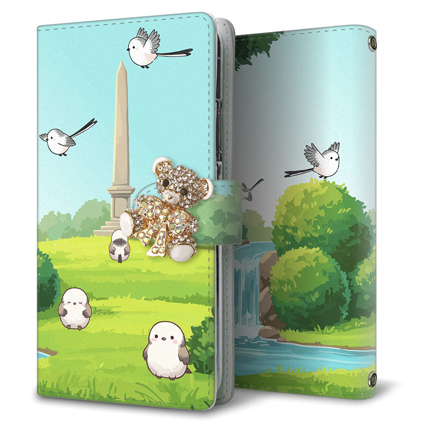 Galaxy S25 SCG31 au シマエナガとかわいい時間 プリント手帳型ケース 耐衝撃