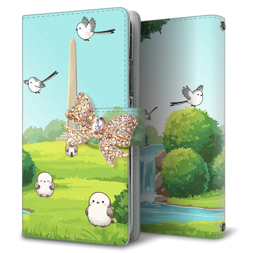 AQUOS sense7 SHG10 au シマエナガとかわいい時間 プリント手帳型ケース 耐衝撃