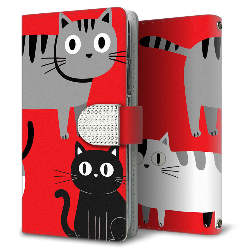 かんたんスマホ3 A205KC Y!mobile サイレントキャット プリント手帳型ケース 耐衝撃