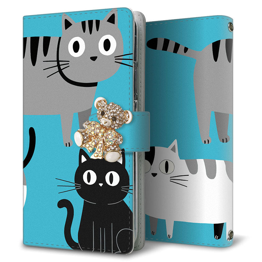 AQUOS wish SHG06 au サイレントキャット プリント手帳型ケース 耐衝撃