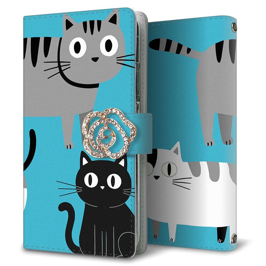 Xperia 10 II A001SO Y!mobile サイレントキャット プリント手帳型ケース 耐衝撃