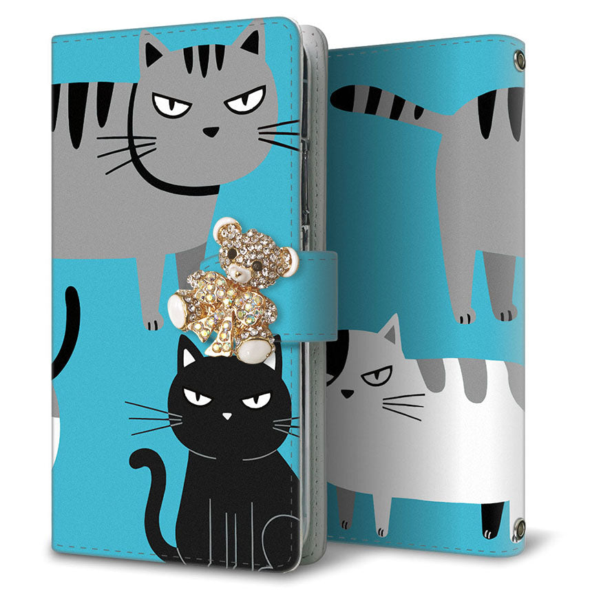 AQUOS wish SHG06 au サイレントキャット プリント手帳型ケース 耐衝撃