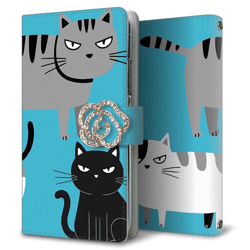 iPhone12 Pro Max サイレントキャット プリント手帳型ケース 耐衝撃