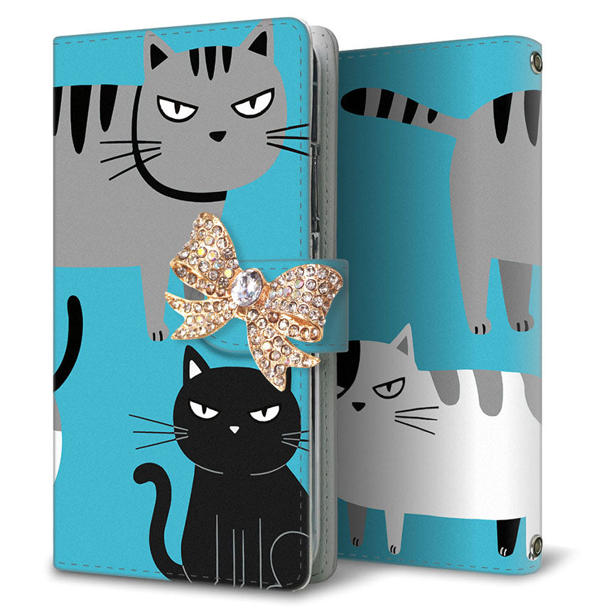 AQUOS wish3 A302SH Y!mobile サイレントキャット プリント手帳型ケース 耐衝撃