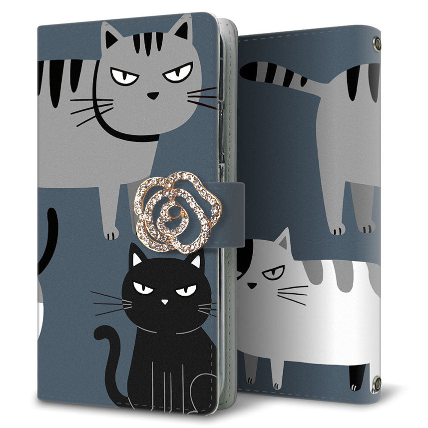 BASIO4 au サイレントキャット プリント手帳型ケース 耐衝撃