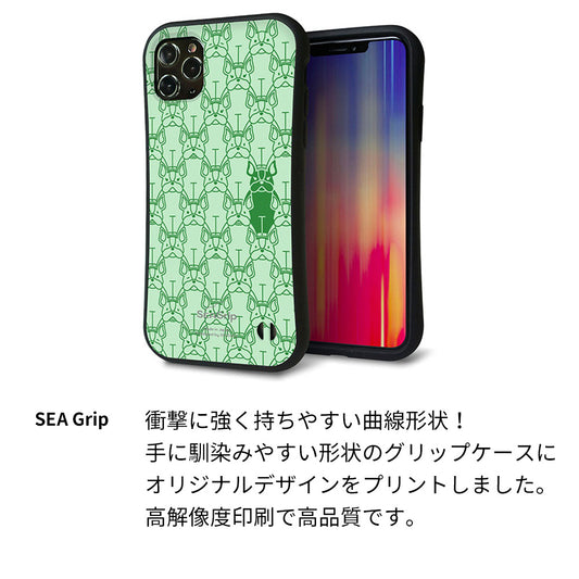 iPhone16e スマホケース 「SEA Grip」 グリップケース Sライン 【KM934 エスニックフラワー デニム】 UV印刷