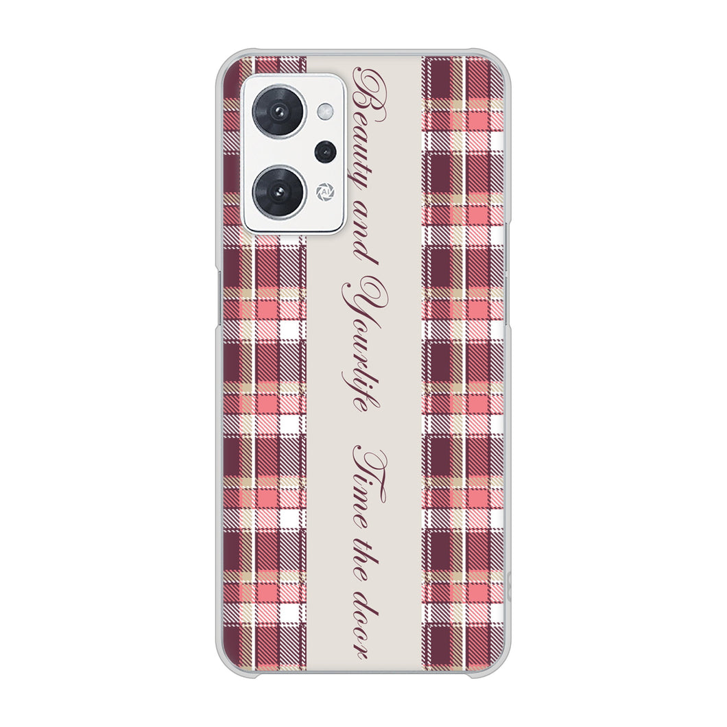 OPPO reno9 A A301OP Y!mobile 高画質仕上げ 背面印刷 ハードケースピンクチェック