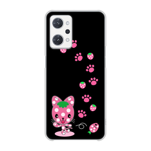 OPPO reno9 A A301OP Y!mobile 高画質仕上げ 背面印刷 ハードケースむかいあぐる イチゴ猫のにゃんベリー