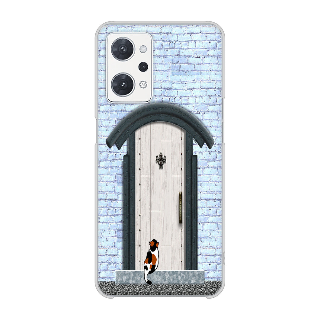 OPPO reno9 A A301OP Y!mobile 高画質仕上げ 背面印刷 ハードケース猫とドア