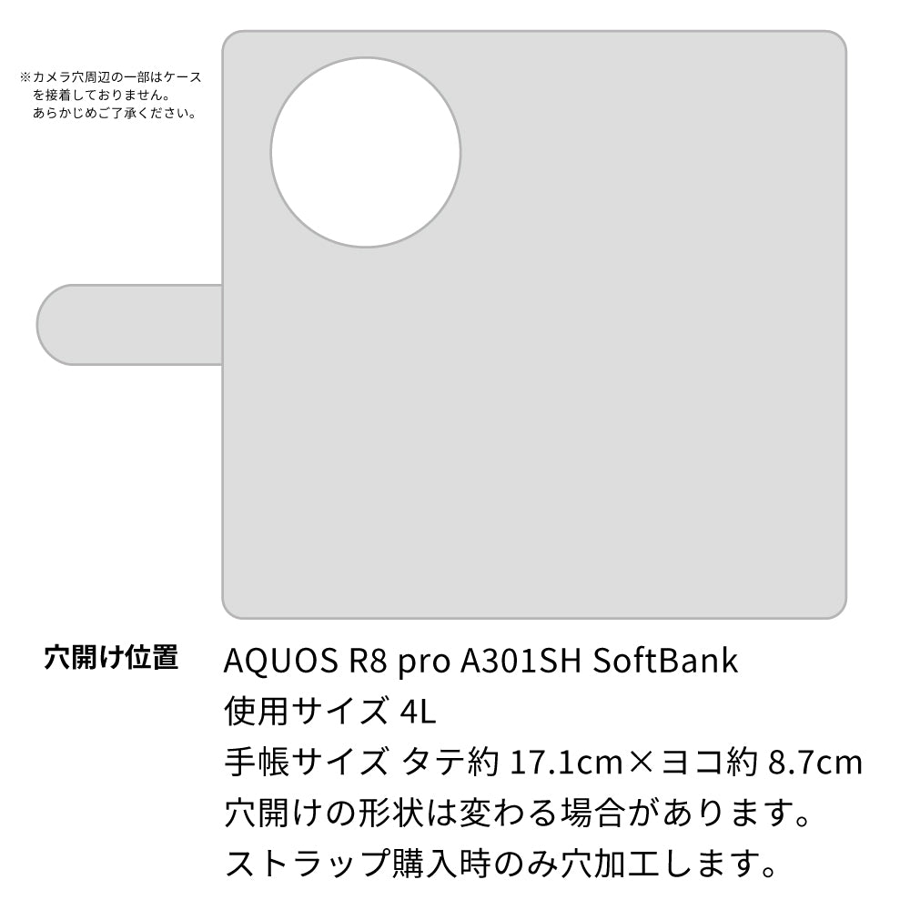AQUOS R8 pro A301SH SoftBank 天然素材の水玉デニム本革仕立て 本革ベルト 手帳型ケース 耐衝撃