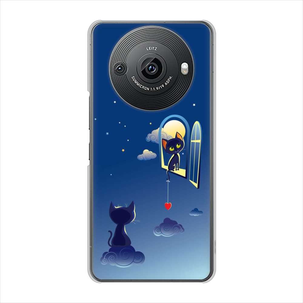 AQUOS R8 pro A301SH SoftBank 高画質仕上げ 背面印刷 ハードケース夜とネコ