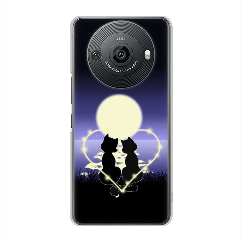 AQUOS R8 pro A301SH SoftBank 高画質仕上げ 背面印刷 ハードケース夜とネコ