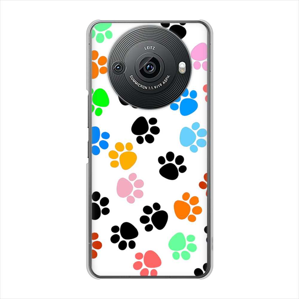 AQUOS R8 pro A301SH SoftBank 高画質仕上げ 背面印刷 ハードケース 【1108 あしあとカラフル】