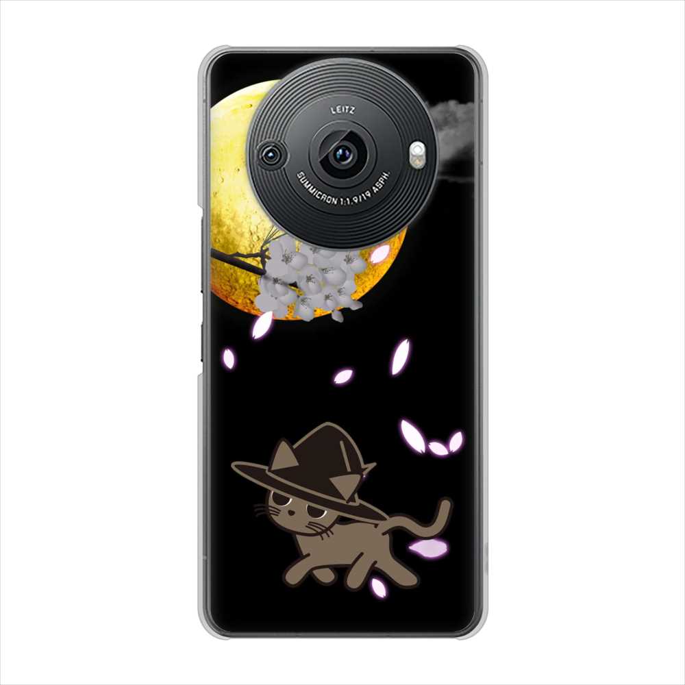 AQUOS R8 pro A301SH SoftBank 高画質仕上げ 背面印刷 ハードケース夜とネコ