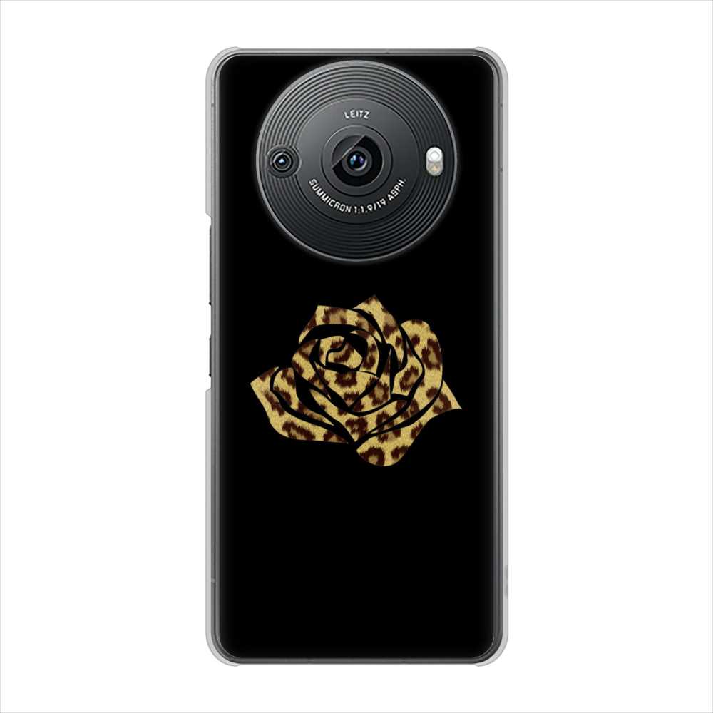 AQUOS R8 pro A301SH SoftBank 高画質仕上げ 背面印刷 ハードケース 【1184 ヒョウのバラ(茶)】