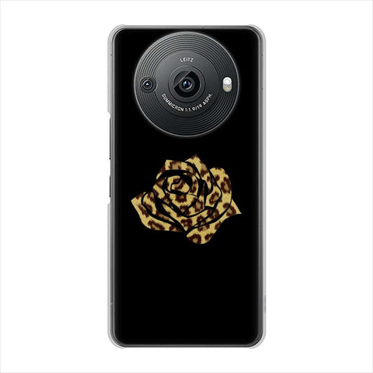 AQUOS R8 pro A301SH SoftBank 高画質仕上げ 背面印刷 ハードケース 【1184 ヒョウのバラ(茶)】
