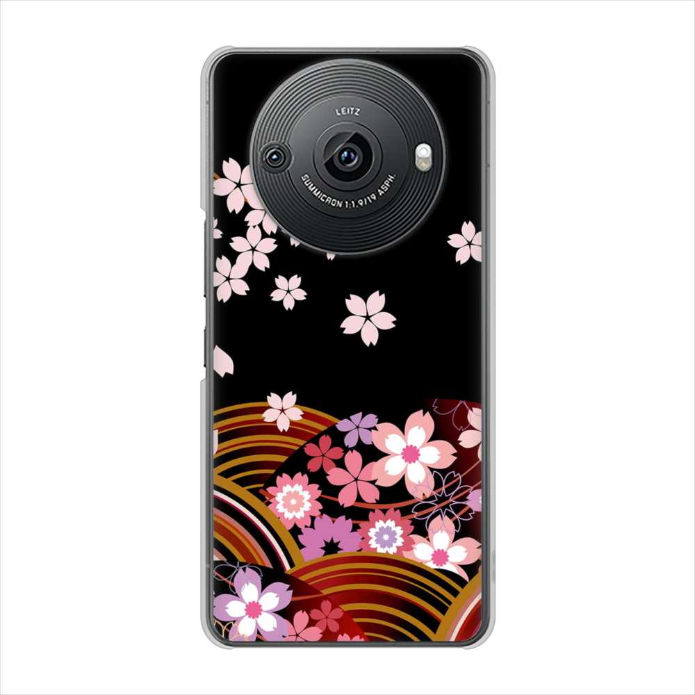 AQUOS R8 pro A301SH SoftBank 高画質仕上げ 背面印刷 ハードケース 【1237 和柄&筆文字・夜桜の宴】
