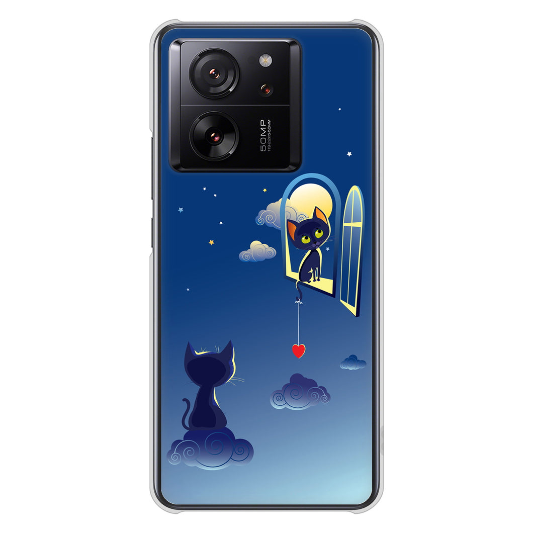 Xiaomi 13T Pro A301XM SoftBank 高画質仕上げ 背面印刷 ハードケース夜とネコ