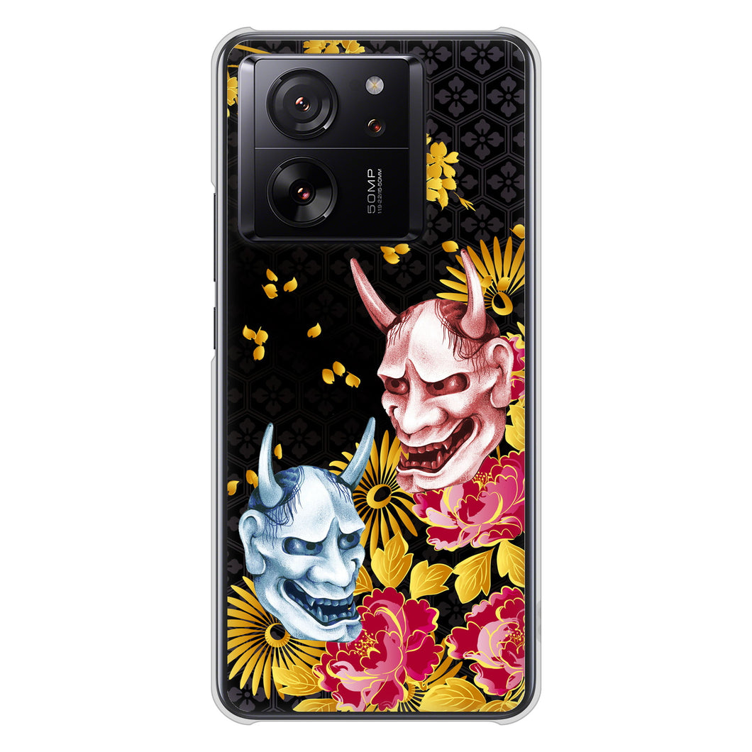 Xiaomi 13T Pro A301XM SoftBank 高画質仕上げ 背面印刷 ハードケース 【1024 般若と牡丹2】