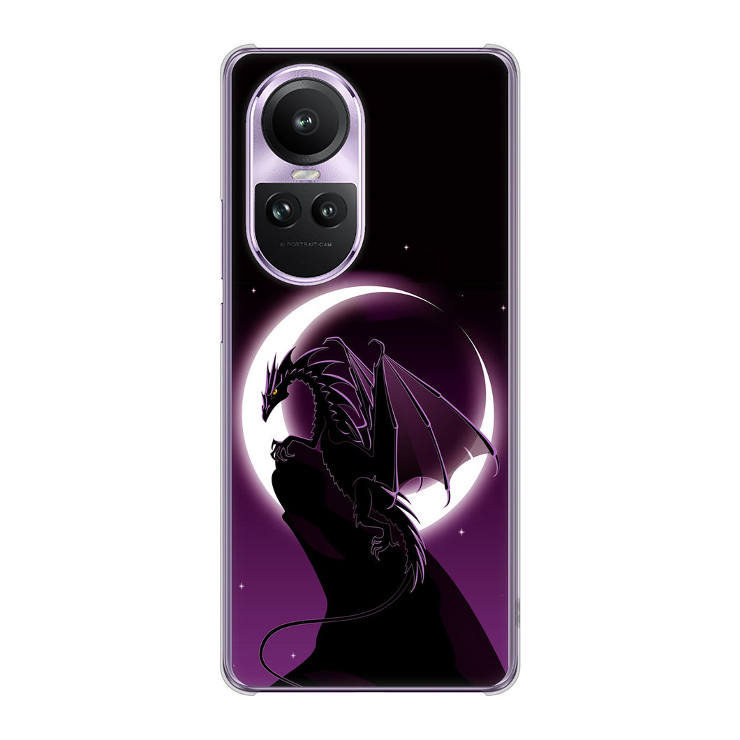 OPPO Reno10 Pro 5G A302OP SoftBank 高画質仕上げ 背面印刷 ハードケース 【037 三日月とドラゴン】