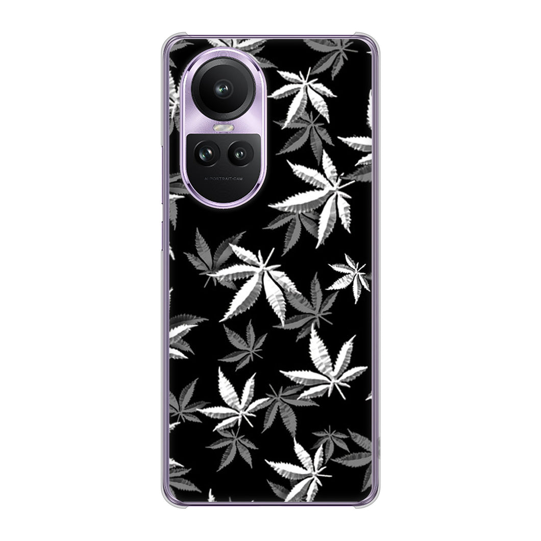 OPPO Reno10 Pro 5G A302OP SoftBank 高画質仕上げ 背面印刷 ハードケース 【064 モノトーン大麻ブラック】