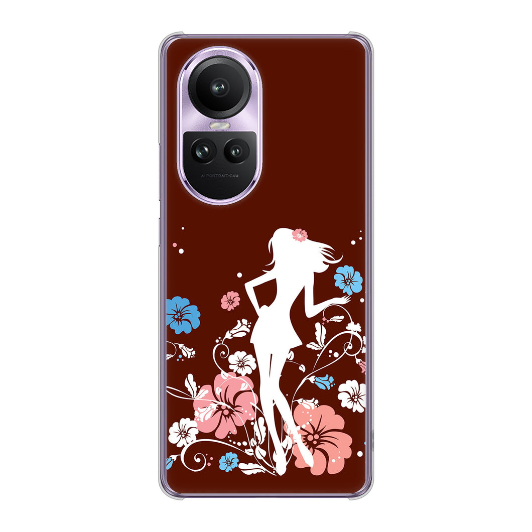 OPPO Reno10 Pro 5G A302OP SoftBank 高画質仕上げ 背面印刷 ハードケース 【110 ハイビスカスと少女】
