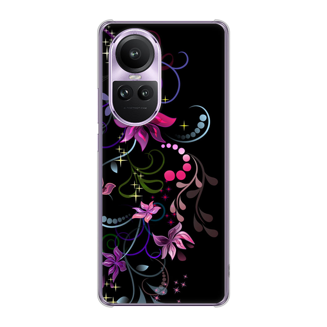 OPPO Reno10 Pro 5G A302OP SoftBank 高画質仕上げ 背面印刷 ハードケース 【263 闇に浮かぶ華】