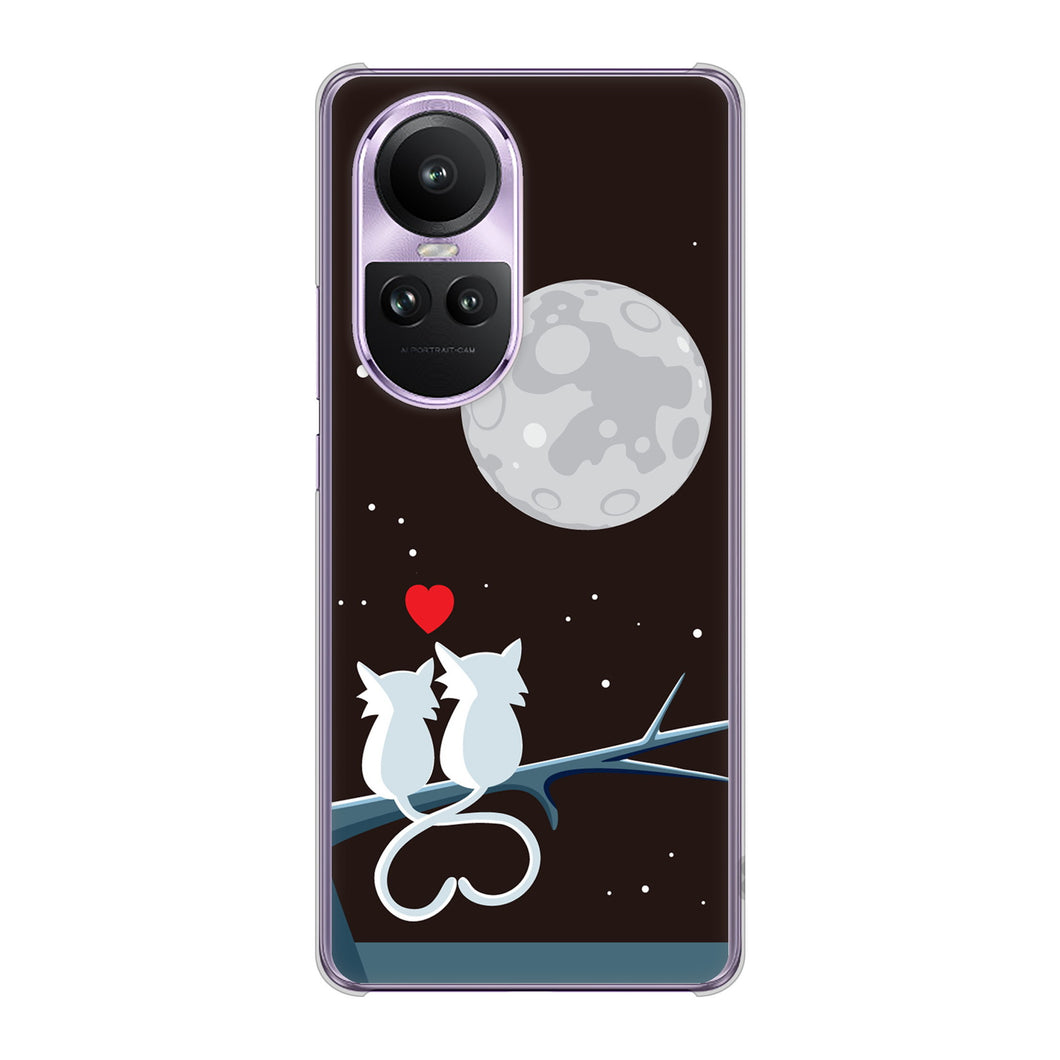 OPPO Reno10 Pro 5G A302OP SoftBank 高画質仕上げ 背面印刷 ハードケース夜とネコ