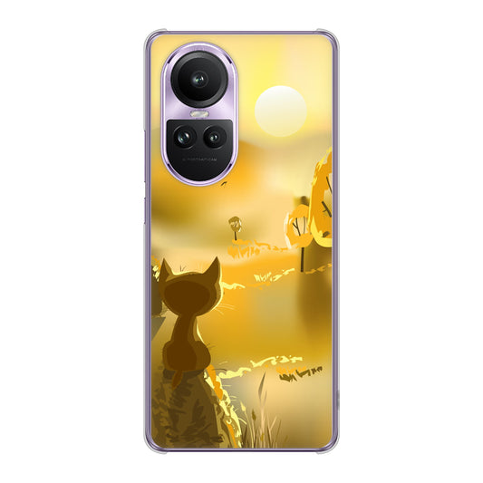OPPO Reno10 Pro 5G A302OP SoftBank 高画質仕上げ 背面印刷 ハードケース 【400 たそがれの猫】