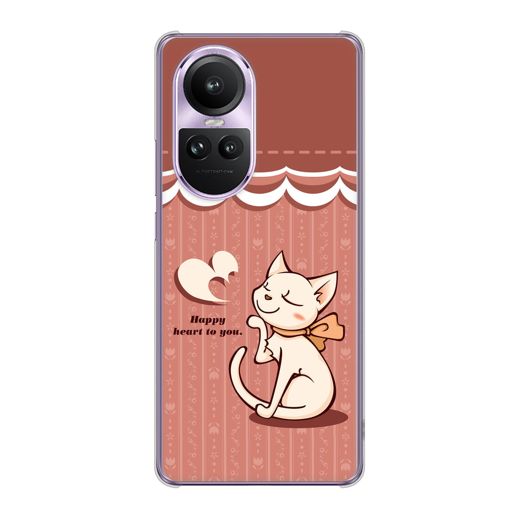 OPPO Reno10 Pro 5G A302OP SoftBank 高画質仕上げ 背面印刷 ハードケース 【1102 ネコの投げキッス】