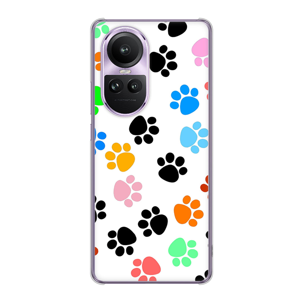 OPPO Reno10 Pro 5G A302OP SoftBank 高画質仕上げ 背面印刷 ハードケース 【1108 あしあとカラフル】