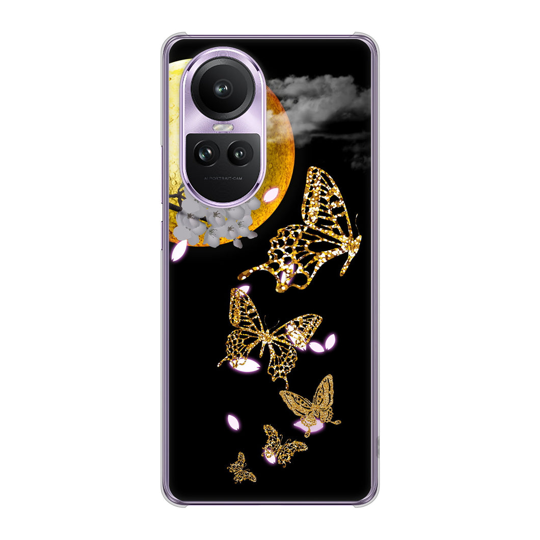 OPPO Reno10 Pro 5G A302OP SoftBank 高画質仕上げ 背面印刷 ハードケース 【1150 月に昇る蝶】