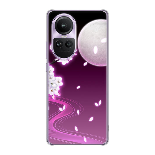 OPPO Reno10 Pro 5G A302OP SoftBank 高画質仕上げ 背面印刷 ハードケース 【1223 紫に染まる月と桜】