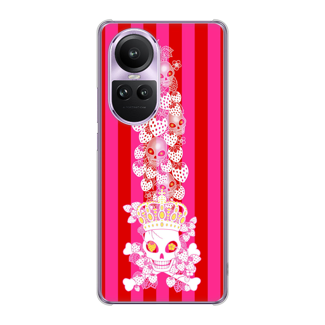 OPPO Reno10 Pro 5G A302OP SoftBank 高画質仕上げ 背面印刷 ハードケースむかいあぐる 苺骸骨王冠蔦