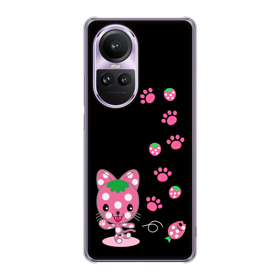 OPPO Reno10 Pro 5G A302OP SoftBank 高画質仕上げ 背面印刷 ハードケースむかいあぐる イチゴ猫のにゃんベリー